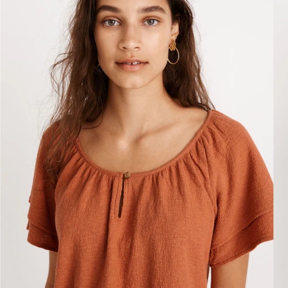 Madewell Texture and Thread Rust Blouse - Picture 2 of 9